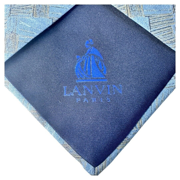 LANVIN PARIS TIE CRAVATE SILK FRANCE BLUE‎ - Picture 3 of 4
